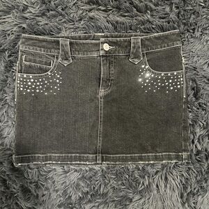 Limited Too Black Denim Mini Skirt with Silver Accents